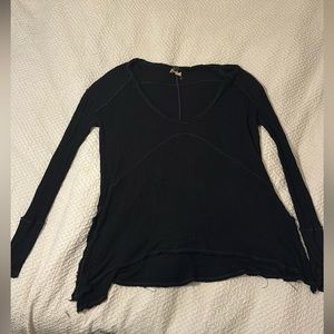 We the Free black oversize waffle sweater